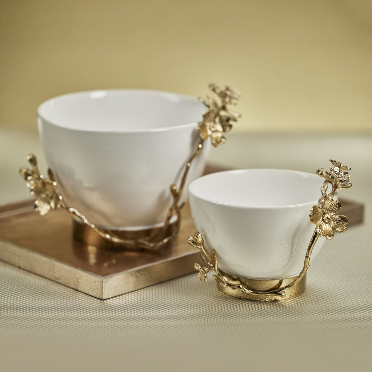 Zodax Neva Tapered Ceramic Bowl with Floral Trim