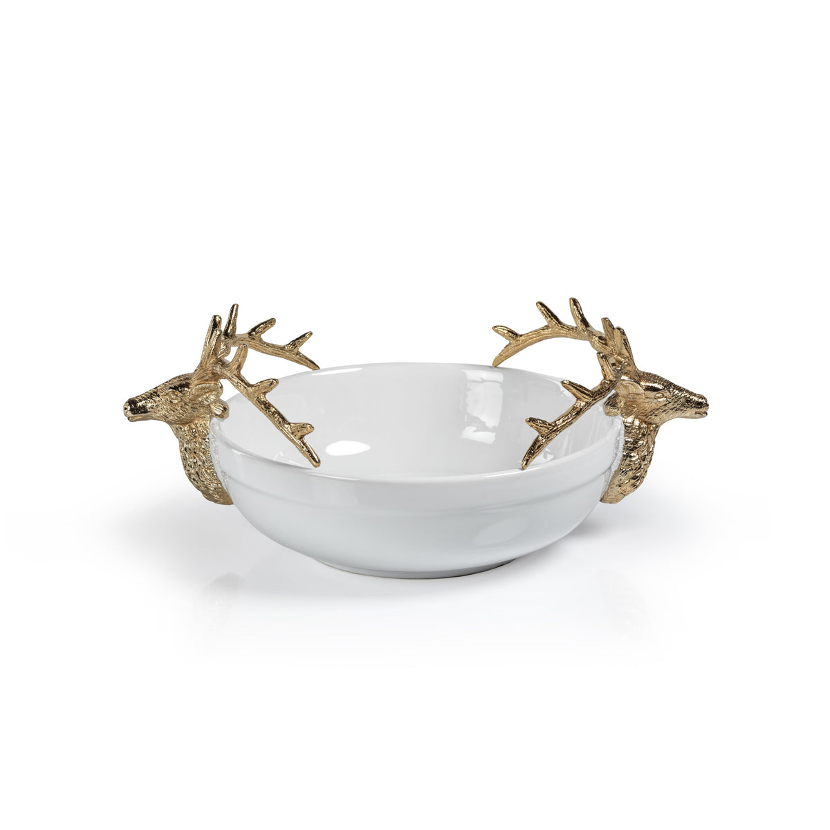 Zodax Alberg Ceramic Bowl with Gold Stagg Head Design
