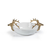 Zodax Alberg Ceramic Bowl with Gold Stagg Head Design