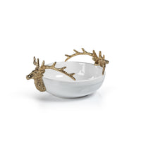 Zodax Alberg Ceramic Bowl with Gold Stagg Head Design
