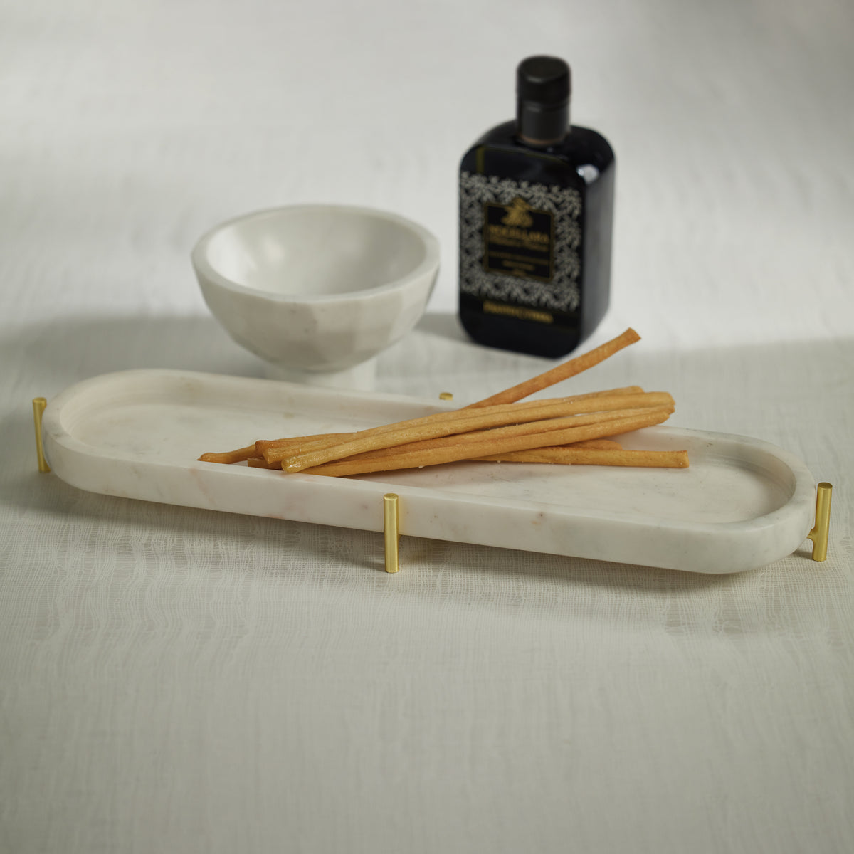 Zodax Pordenone Marble Tray on Metal Stand, Small