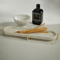 Zodax Pordenone Marble Tray on Metal Stand, Small