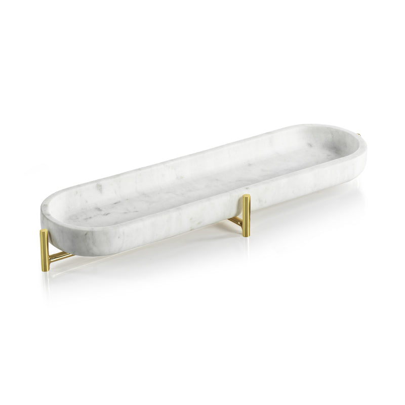 Zodax Pordenone Marble Tray on Metal Stand, Small