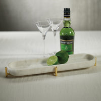 Zodax Pordenone Marble Tray on Metal Stand, Large