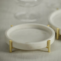 Zodax Pordenone Round Marble Tray on Metal Stand, Small