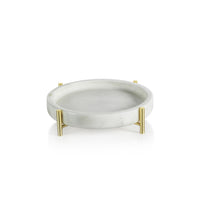 Zodax Pordenone Round Marble Tray on Metal Stand, Small