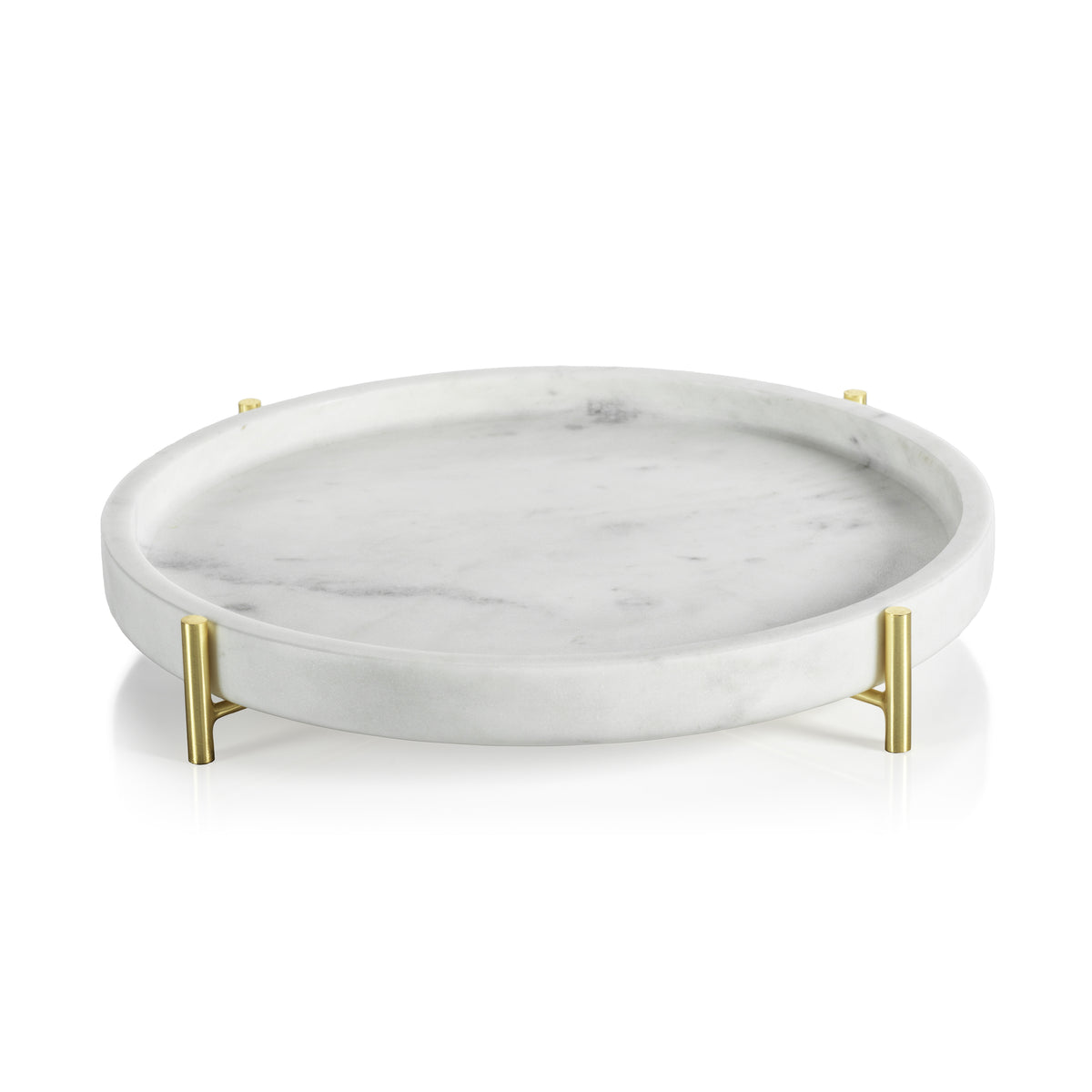 Zodax Pordenone Round Marble Tray on Metal Stand, Large