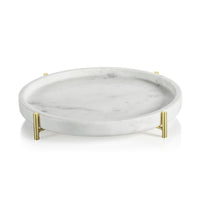 Zodax Pordenone Round Marble Tray on Metal Stand, Large