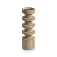 Zodax Larache Carved Mango Wood Pillar Candle Holder, Medium