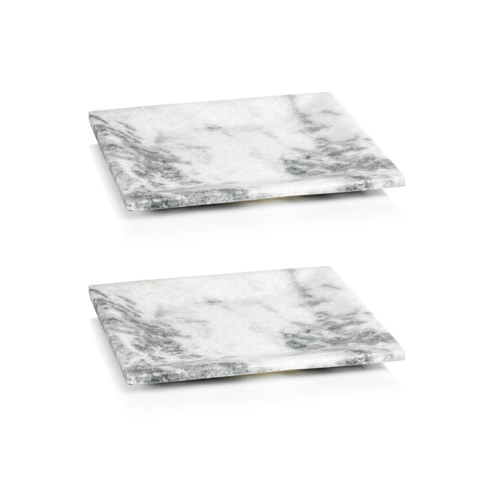 Zodax Pordenone Marble Trays, 8" x 8", Set of 2