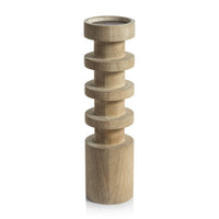 Zodax Larache Carved Mango Wood Pillar Candle Holder, Large