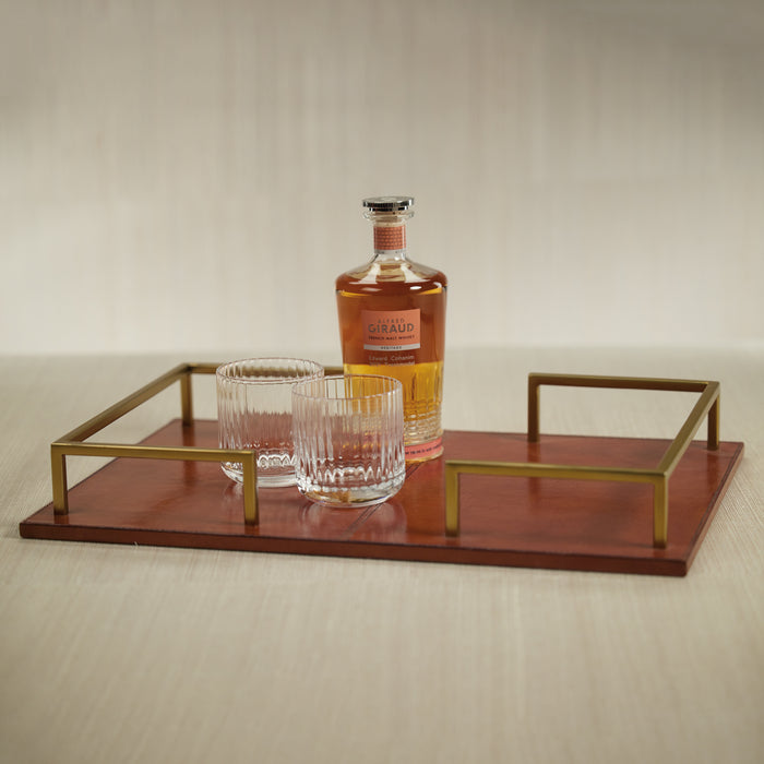 Zodax Chadwell 22" Long Leather Bar Tray