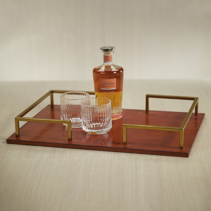 Zodax Chadwell 22" Long Leather Bar Tray