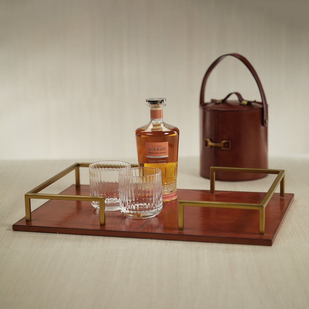 Zodax Chadwell 22" Long Leather Bar Tray