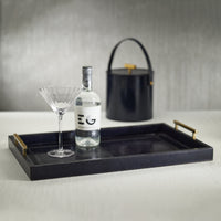 Zodax Somerstown 22" Long Blue Leather Bar Tray