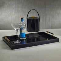 Zodax Somerstown 22" Long Blue Leather Bar Tray