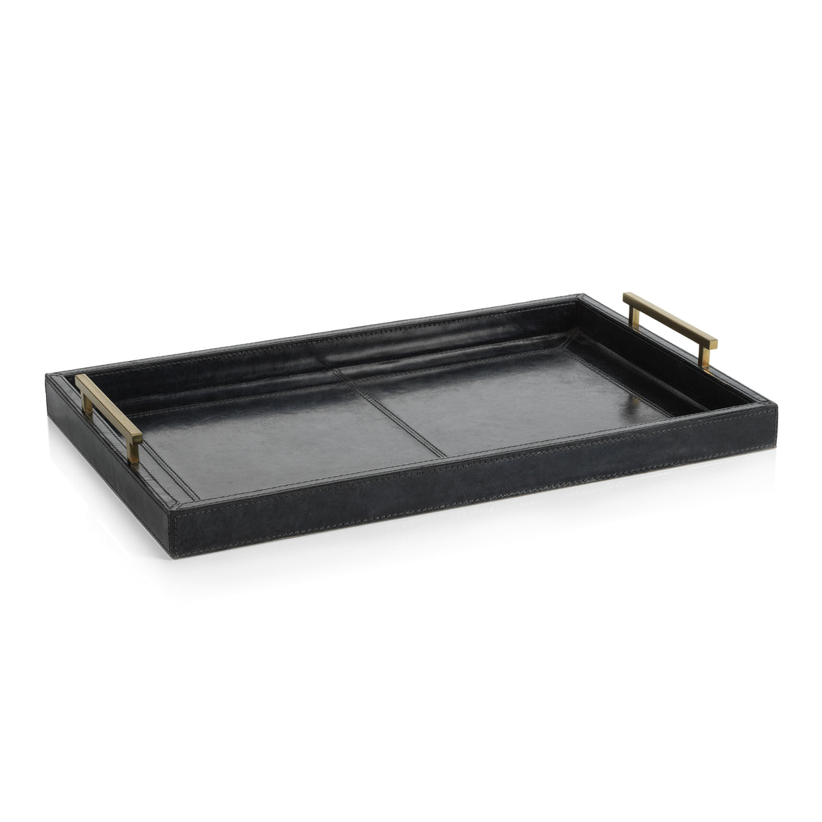 Zodax Somerstown 22" Long Blue Leather Bar Tray