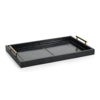 Zodax Somerstown 22" Long Blue Leather Bar Tray