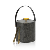 Zodax Norbury Shagreen Leather Ice Bucket with Gold Metal Ice Tong
