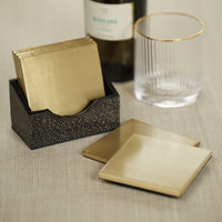 Zodax Norbury 6-Piece Set Shagreen Leather Coaster with Case Holder