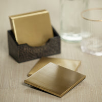 Zodax Norbury 6-Piece Set Shagreen Leather Coaster with Case Holder