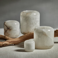 Zodax Bennour 2.75" Tall Polished Alabaster Stone Candle Holders, Set of 4