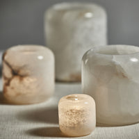 Zodax Bennour 2.75" Tall Polished Alabaster Stone Candle Holders, Set of 4