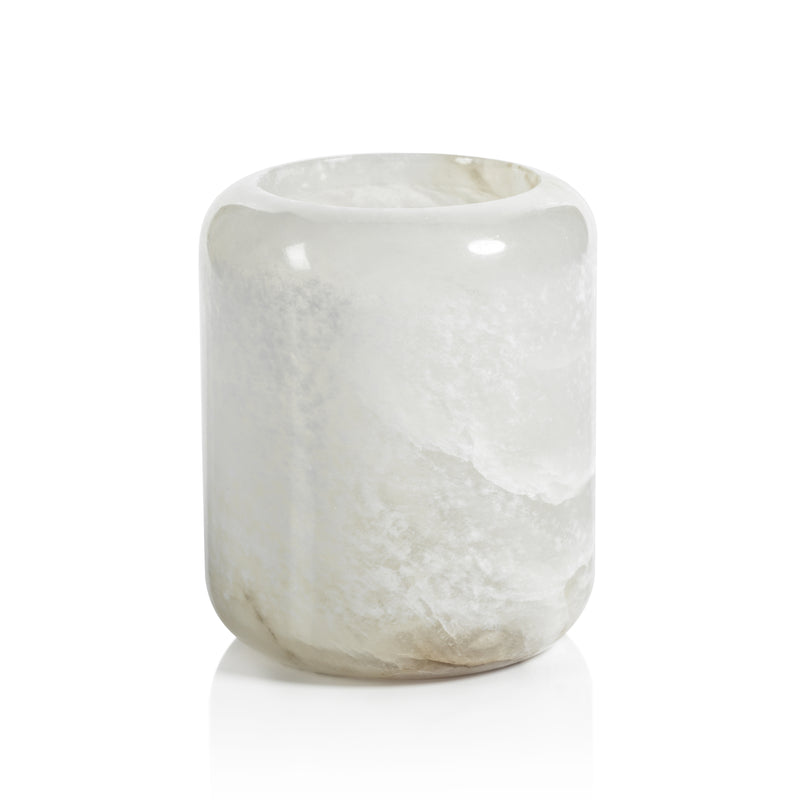 Zodax Bennour Polished Alabaster Stone Candle Holder, Large