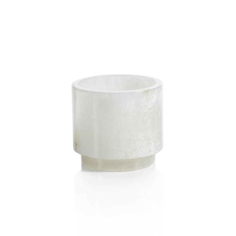 Zodax Trapani Polished Alabaster Stone Candle Holder, Large