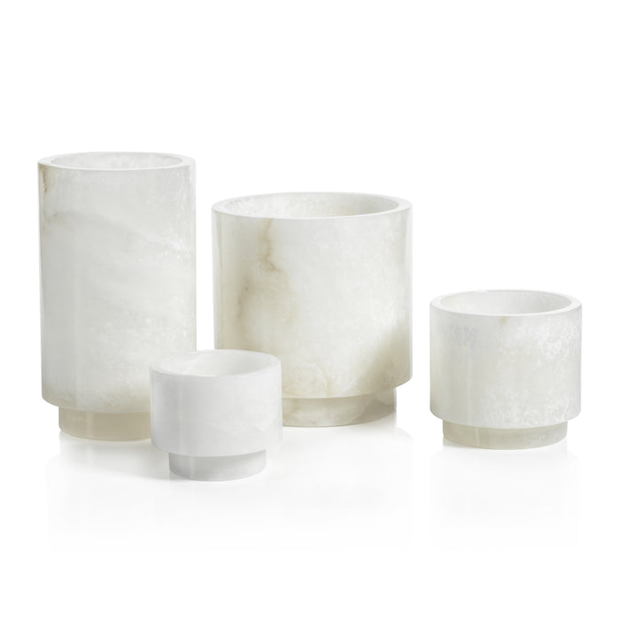 Zodax Trapani Polished Alabaster Stone Candle Holder, Large