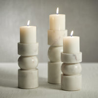 Zodax Marrakesh Marble Pillar Candle Holders, Small, Set of 2