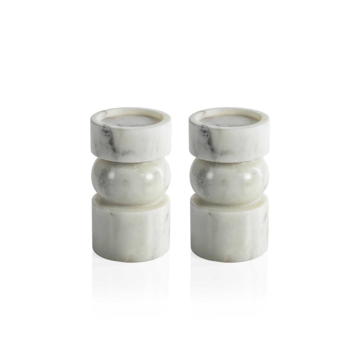Zodax Marrakesh Marble Pillar Candle Holders, Small, Set of 2