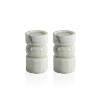 Zodax Marrakesh Marble Pillar Candle Holders, Small, Set of 2