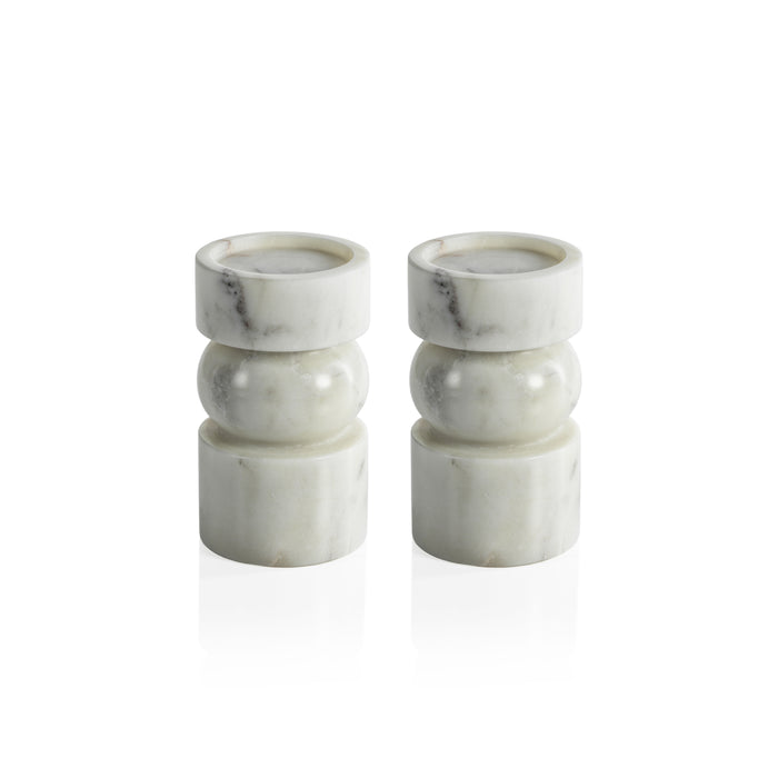 Zodax Marrakesh Marble Pillar Candle Holders, Small, Set of 2