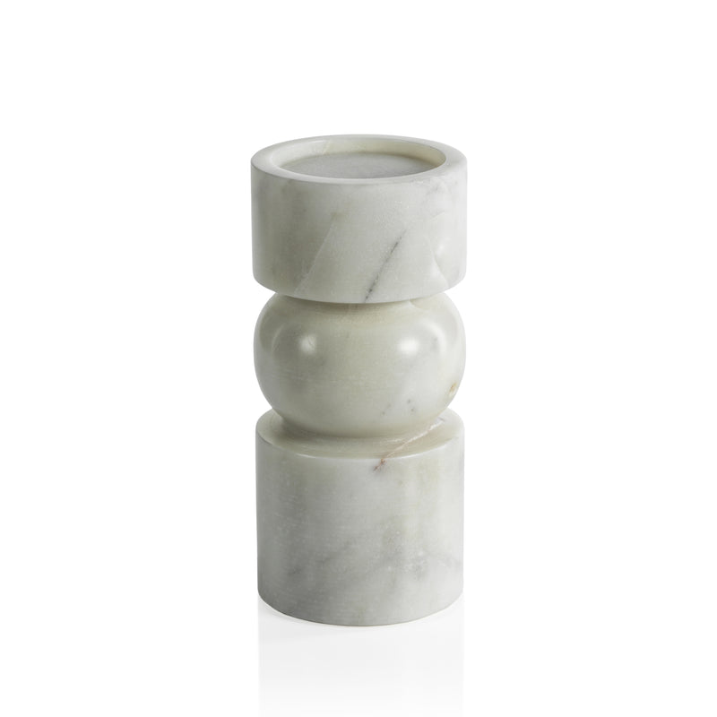 Zodax Marrakesh Marble Pillar Candle Holders, Large, Set of 2