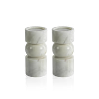 Zodax Marrakesh Marble Pillar Candle Holders, Large, Set of 2