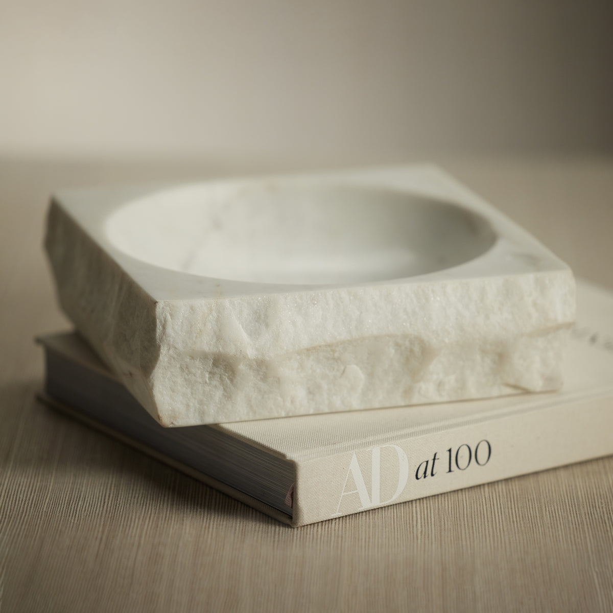 Zodax Terni Rock Finish Square White Marble Bowl