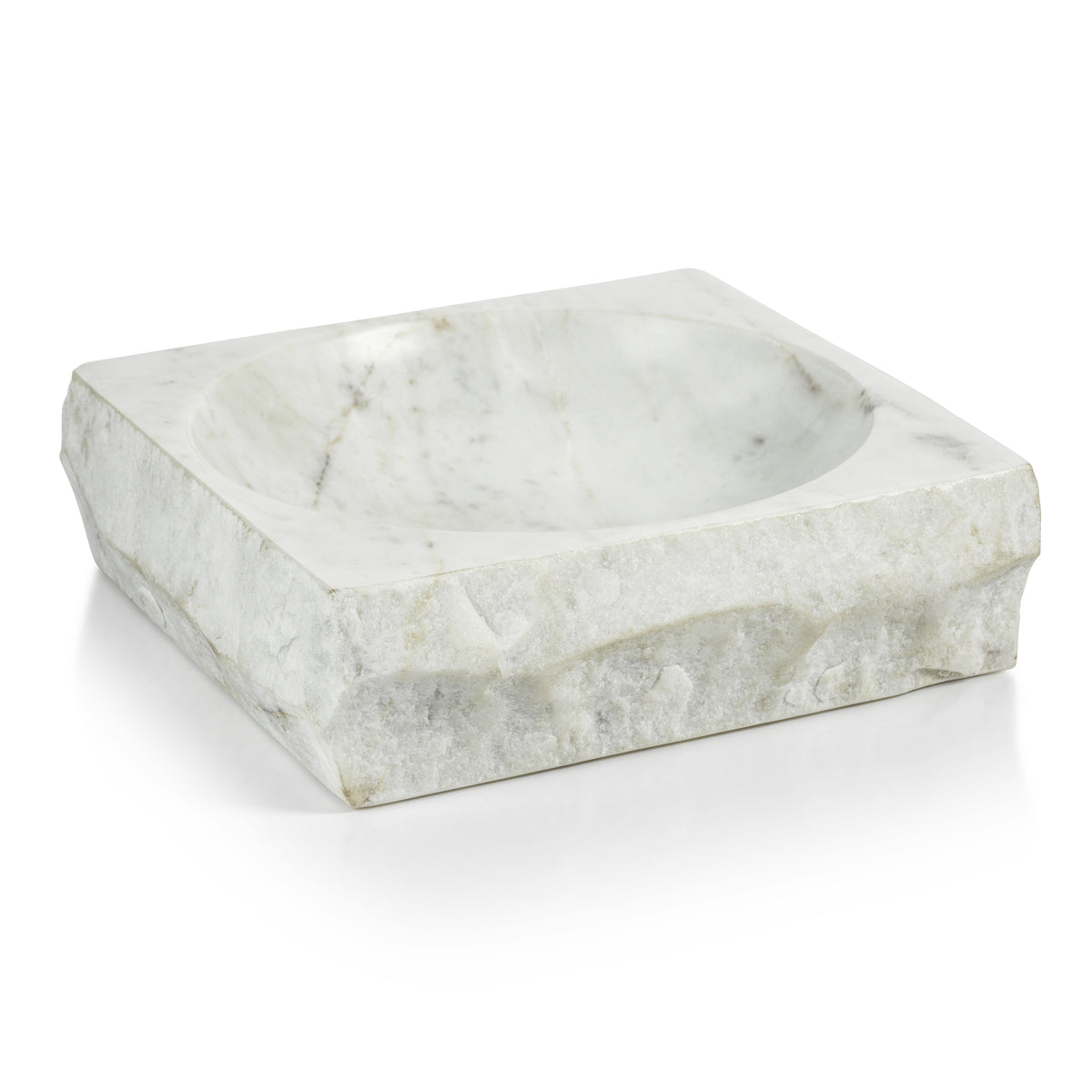 Zodax Terni Rock Finish Square White Marble Bowl