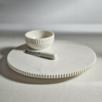 Zodax Caserta Ribbed Finish White Marble Lazy Susan