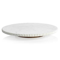Zodax Caserta Ribbed Finish White Marble Lazy Susan