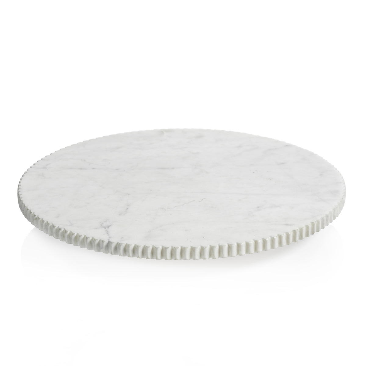 Zodax Caserta Ribbed Finish White Marble Lazy Susan