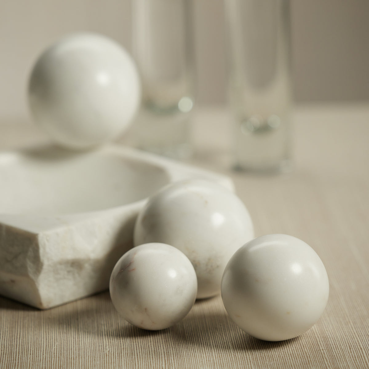 Zodax Monza White Marble Fill Decorative Balls, 3", Set of 4