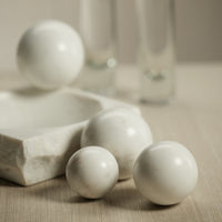 Zodax Monza White Marble Fill Decorative Balls, 3", Set of 4