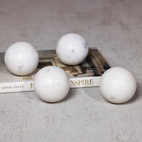 Zodax Monza White Marble Fill Decorative Balls, 3.5", Set of 4