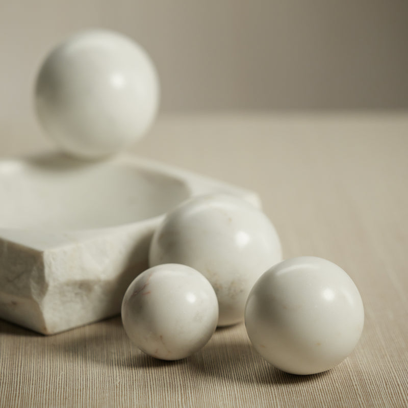 Zodax Monza White Marble Fill Decorative Balls, 4", Set of 4