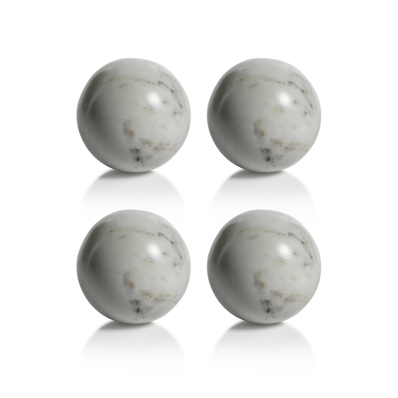 Zodax Monza White Marble Fill Decorative Balls, 4", Set of 4