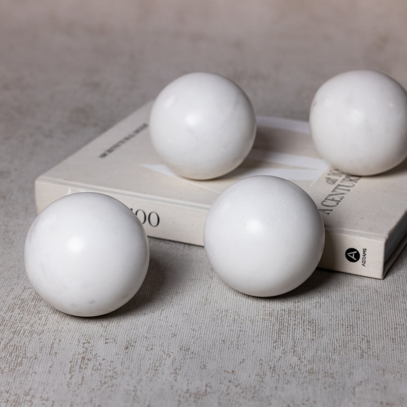 Zodax Monza White Marble Fill Decorative Balls, 4", Set of 4
