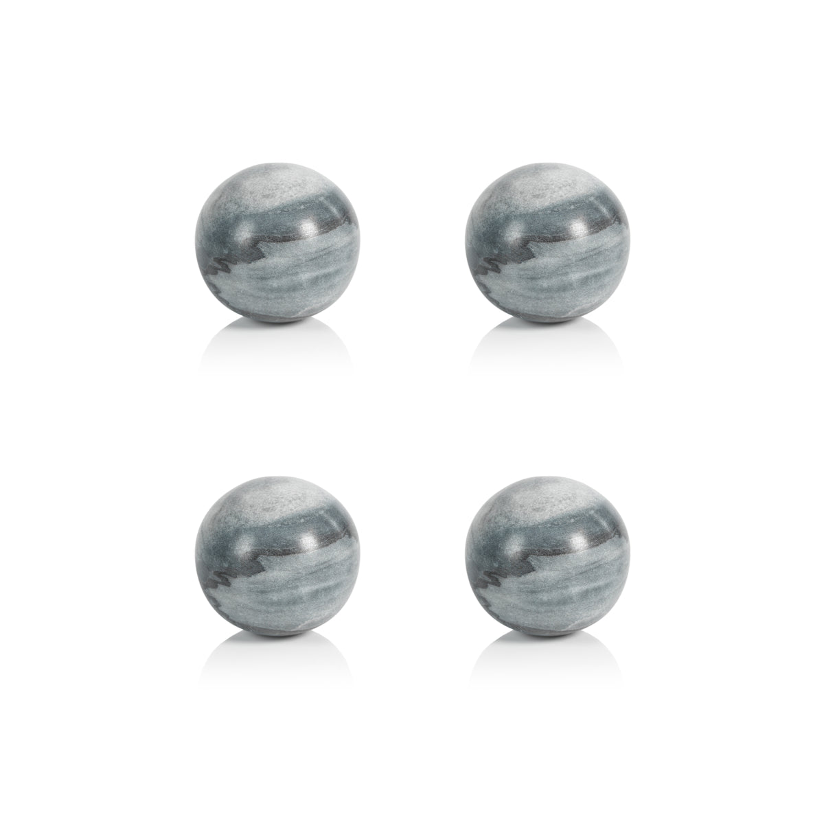 Zodax Monza Gray Marble Fill Decorative Balls, 3", Set of 4
