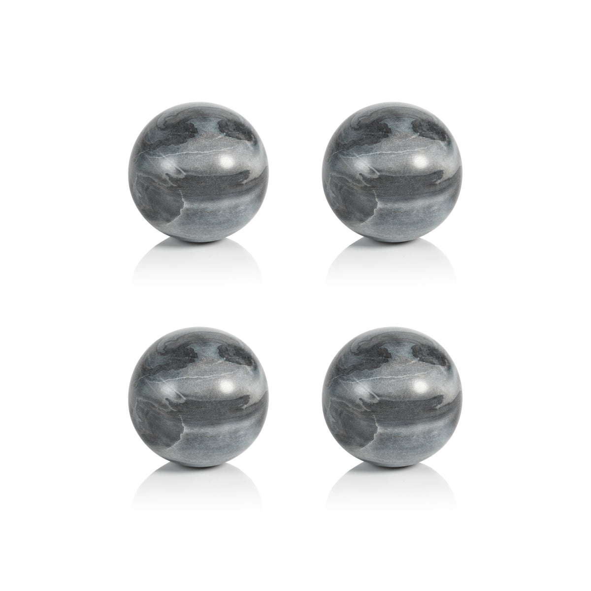 Zodax Monza Gray Marble Fill Decorative Balls, 3.5", Set of 4