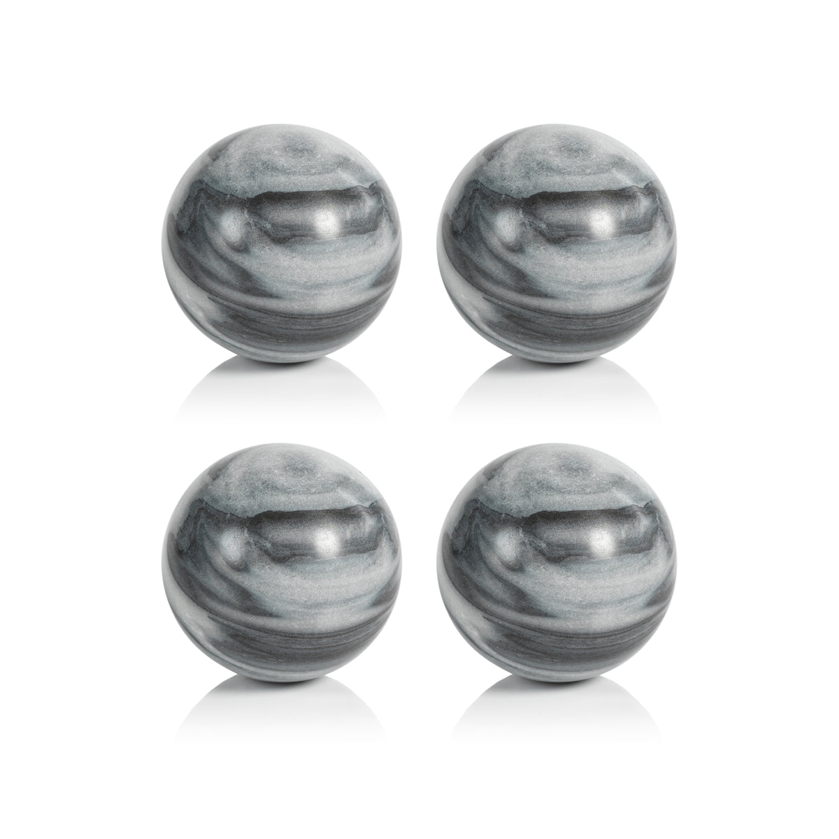 Zodax Monza Gray Marble Fill Decorative Balls, 4", Set of 4